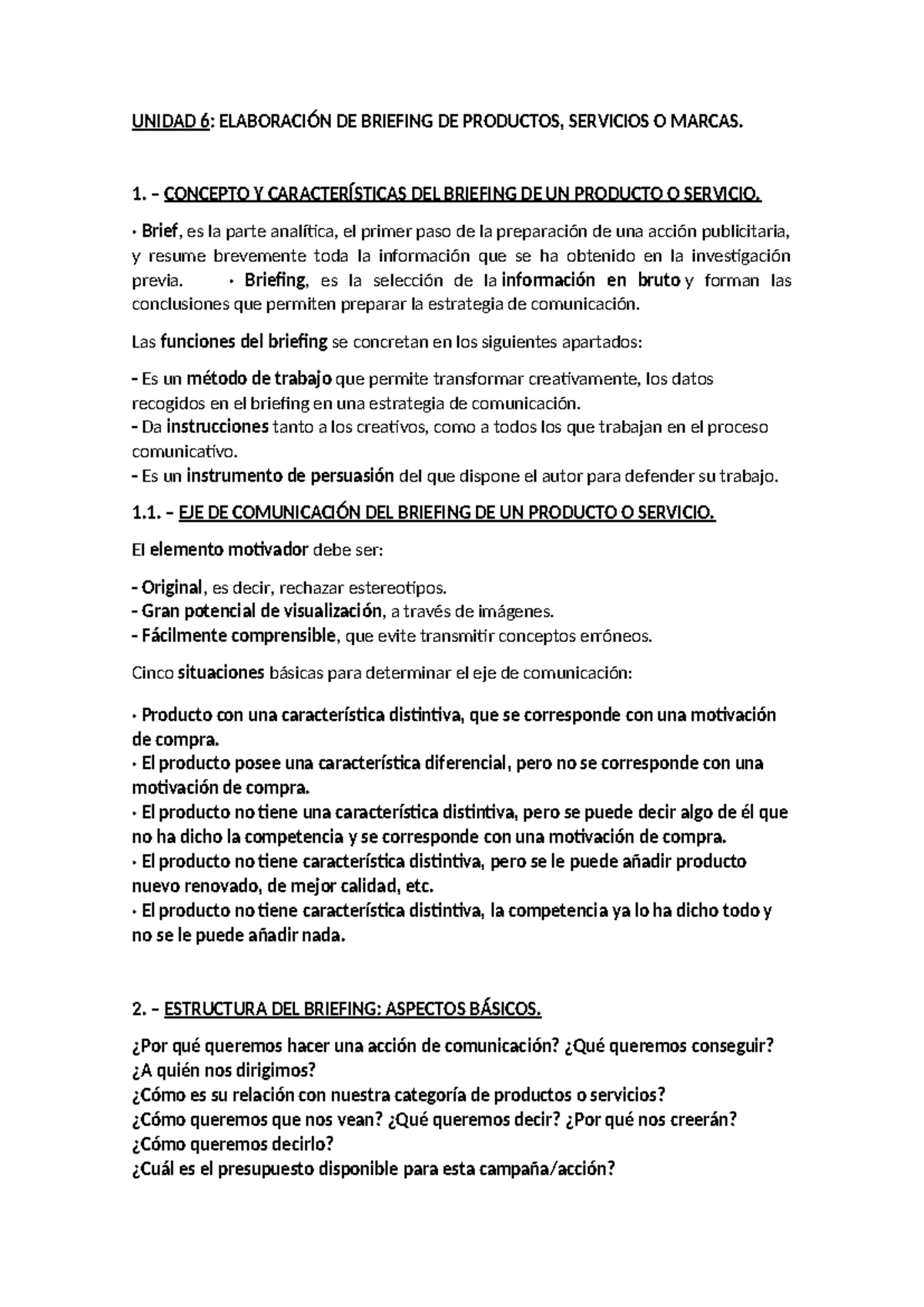 Unidad 6: Briefing de Productos y Servicios - PM - FPP - Studocu