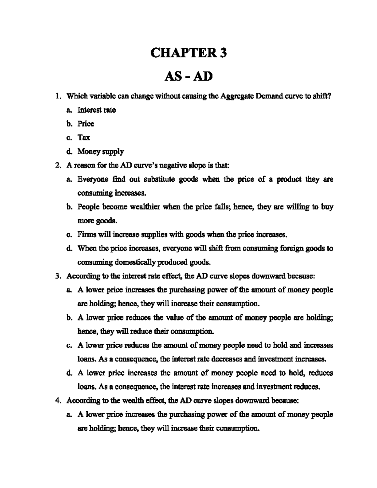 CHAPTER 3: Aggregate Demand Analysis and Effects (AD 1) - Studocu