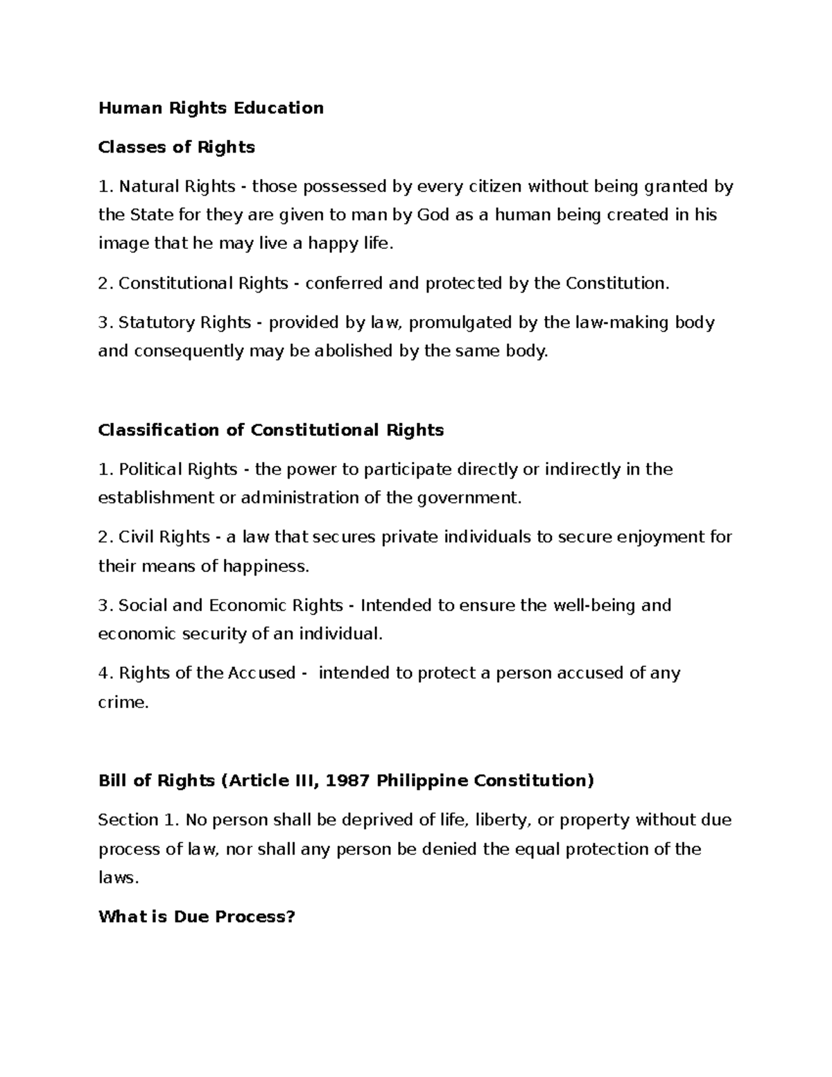 Human Rights Education - Reviewer for Course Code HRE 101 - Studocu