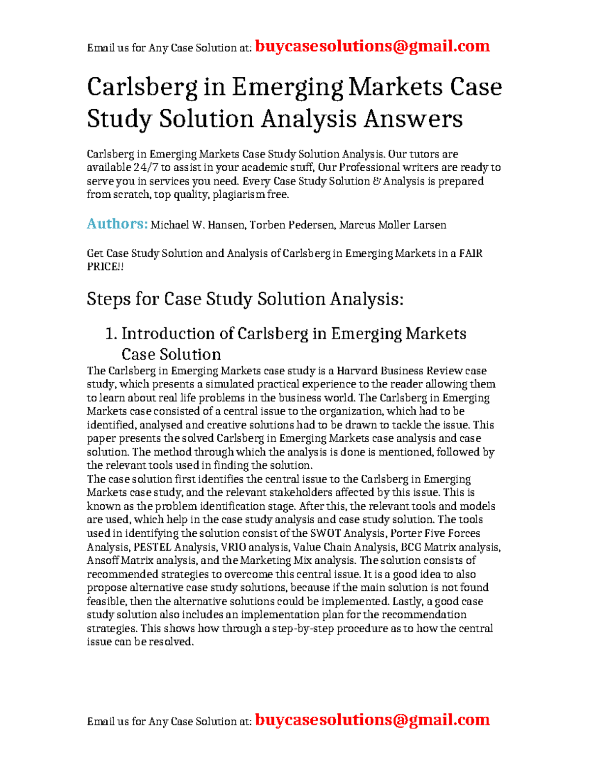 Case Study Solution Analysis: Carlsberg in Emerging Markets (HBR) - Studocu
