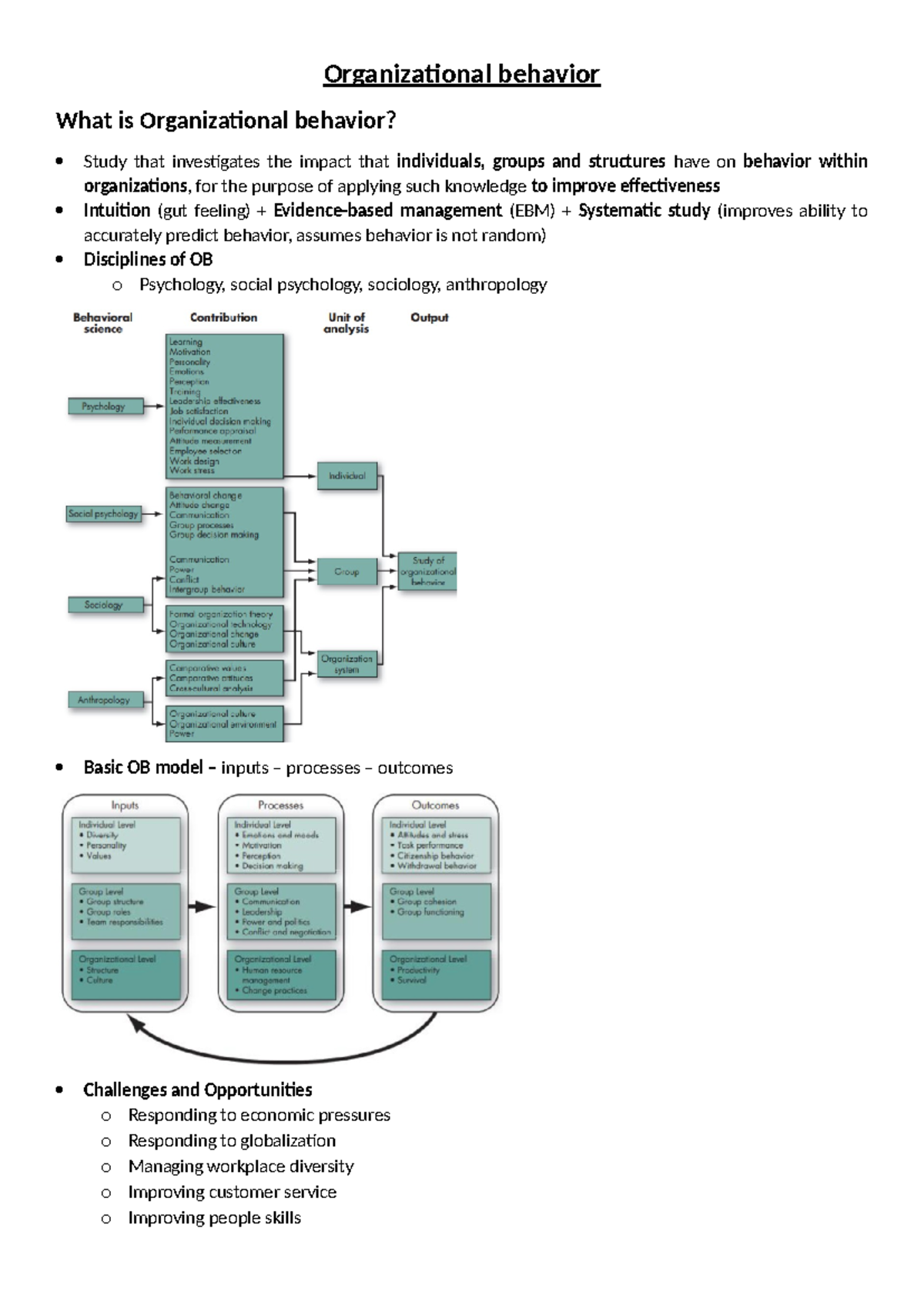 Organizational Behavior (OB) Final Exam Study Notes - Studeersnel