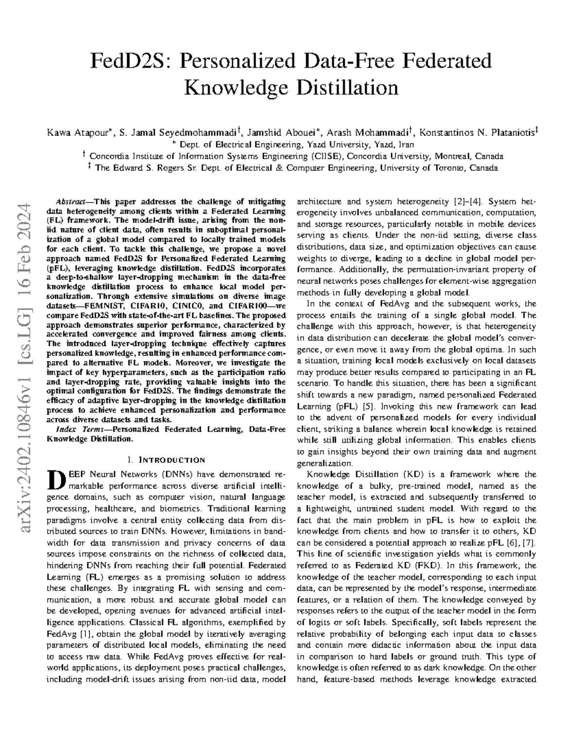 FedD2S: Personalized Federated Learning via Knowledge Distillation ...