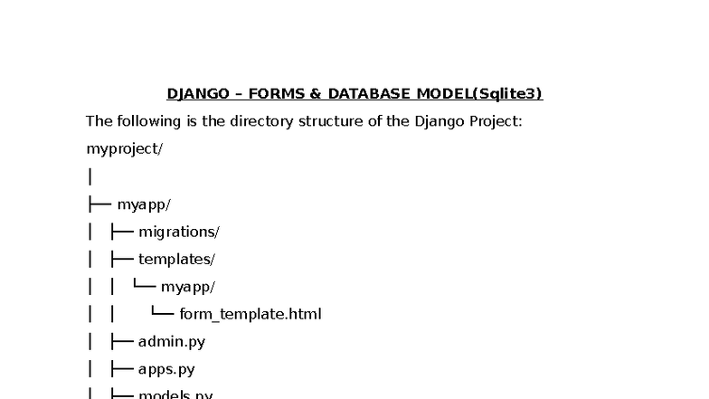 Django Forms & Database Model Setup Guide (SQLite3) - Studocu