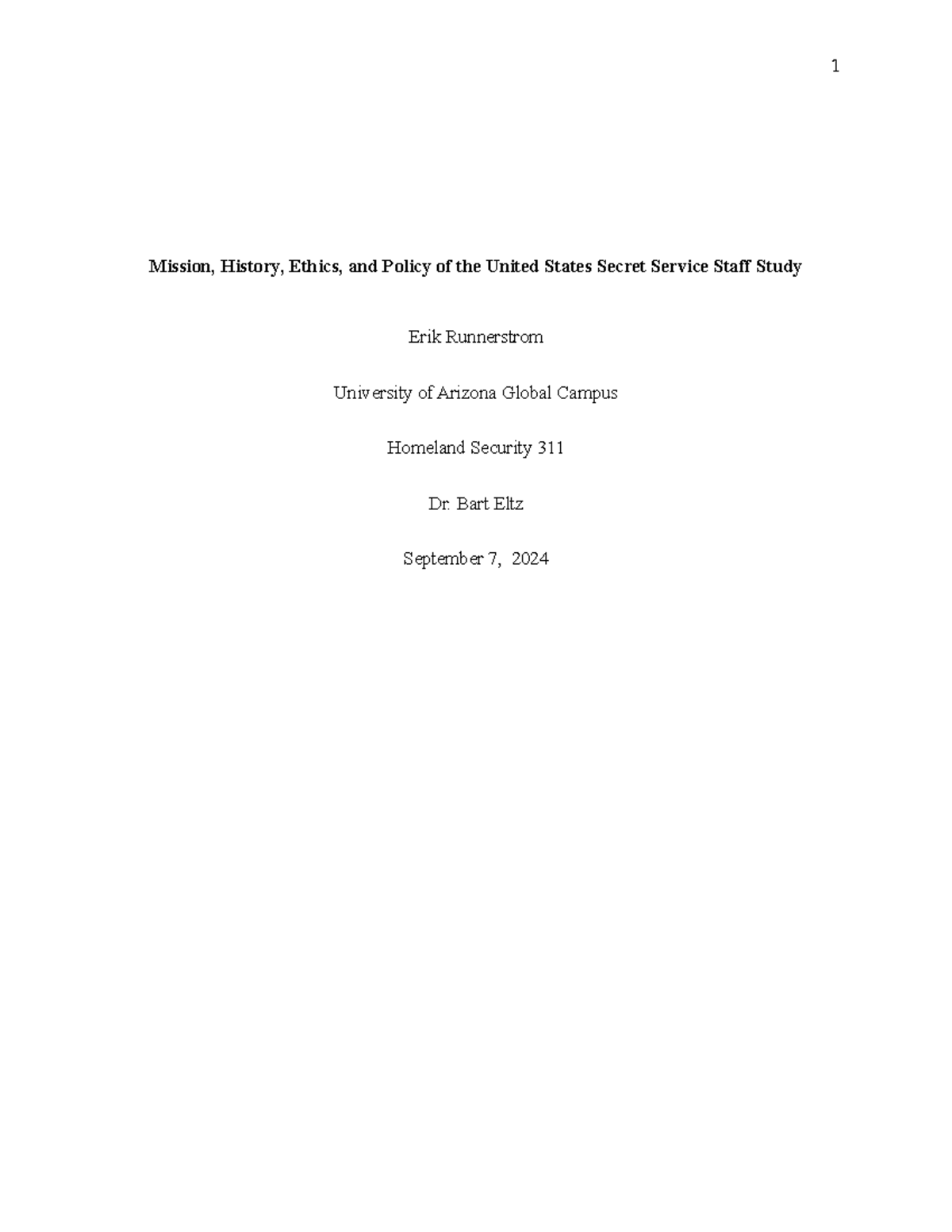 HS 311 Week 5 Final Assignment: US Secret Service Mission and Ethics ...