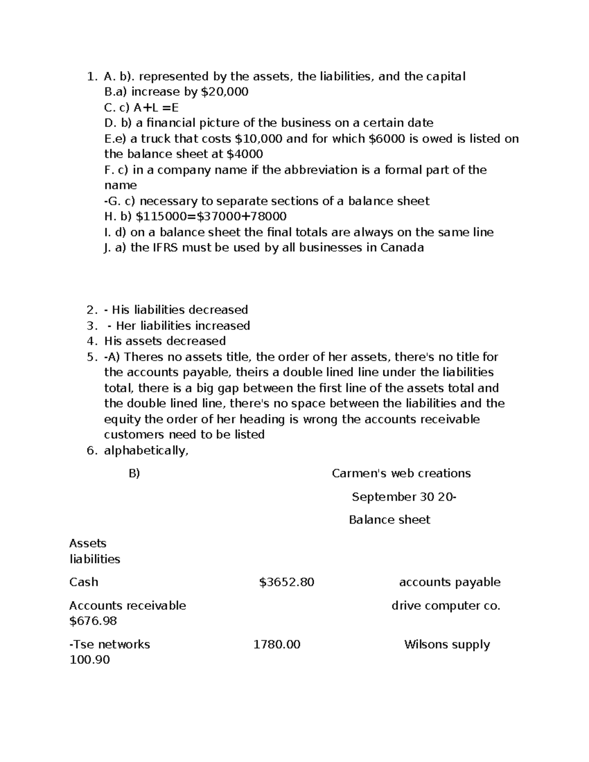 Chapter 2 Summary Questions: Understanding Balance Sheets and Equity ...