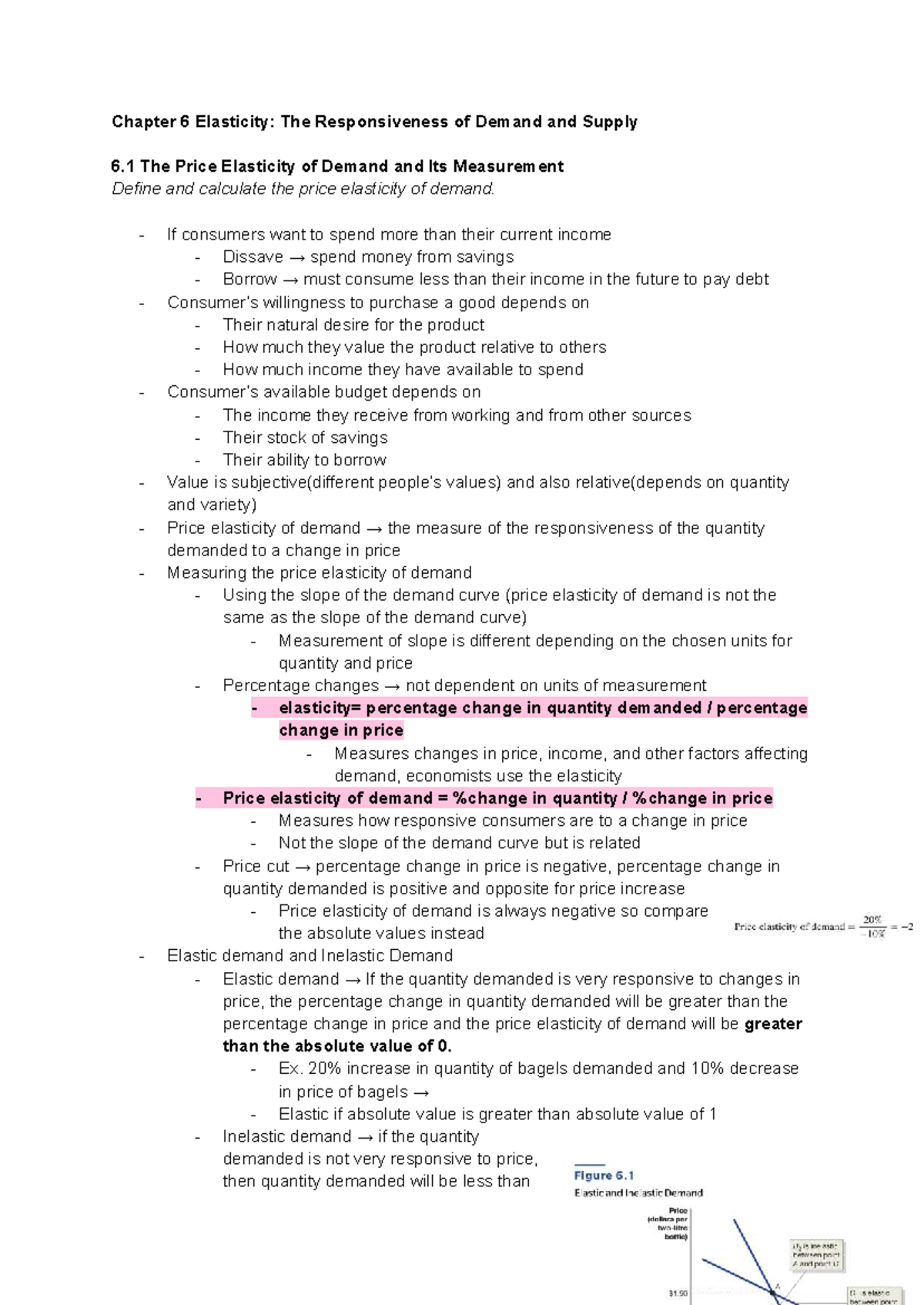 Econ 101 Chapter 6: Elasticity of Demand and Supply Analysis - Studocu