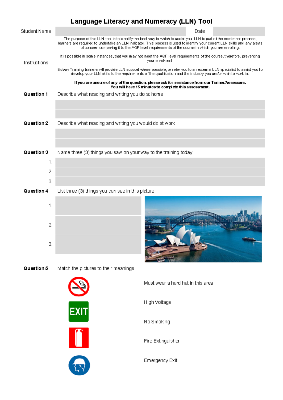 2020 LLN Tool Assessment Sheet - Language Literacy and Numeracy - Studocu