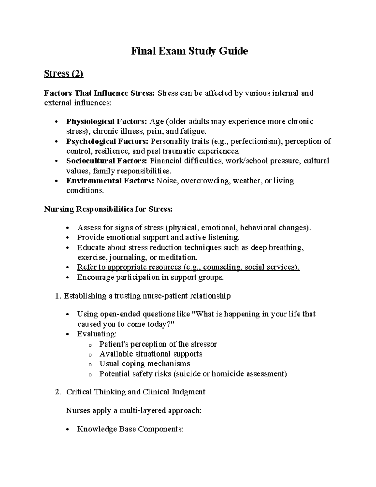 Process 2 Final Exam Study Guide - Final Exam Study Guide Stress (2 ...