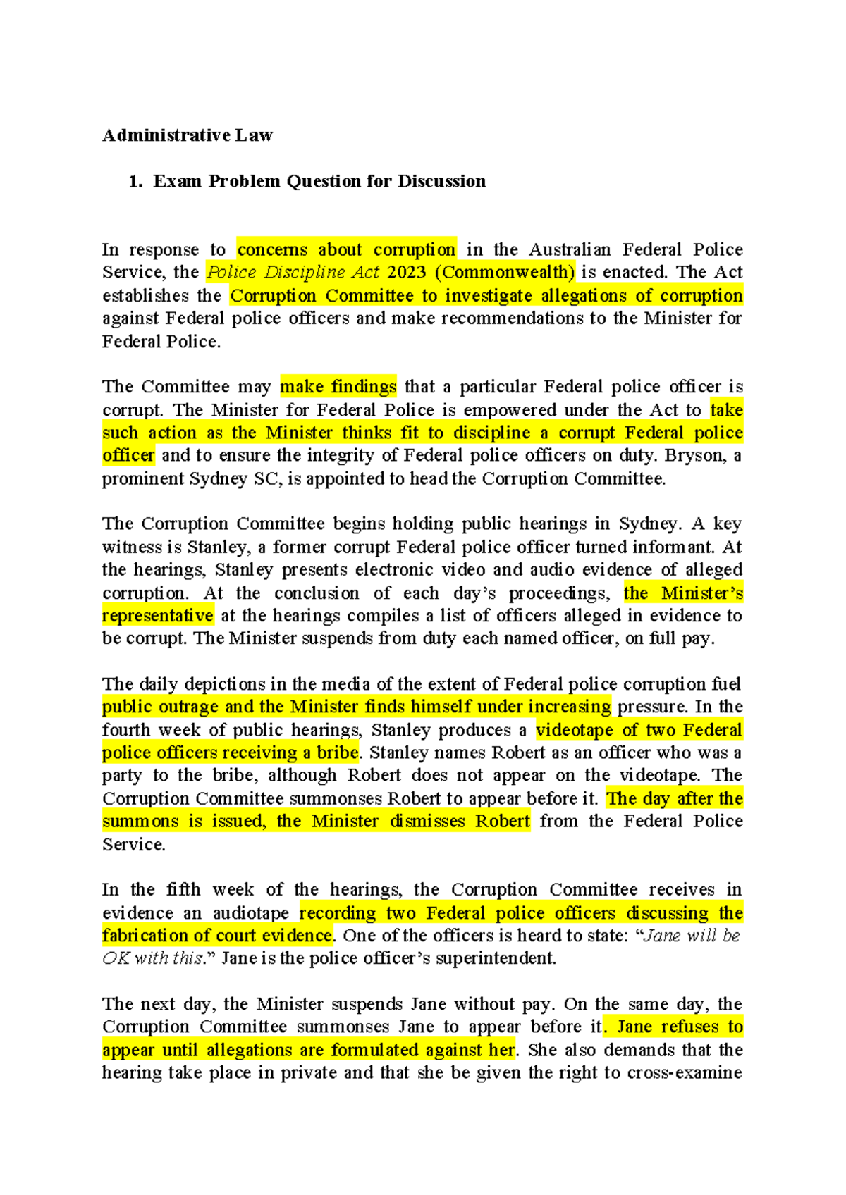Administrative Law 1: Exam Problem Analysis on Corruption Committee ...