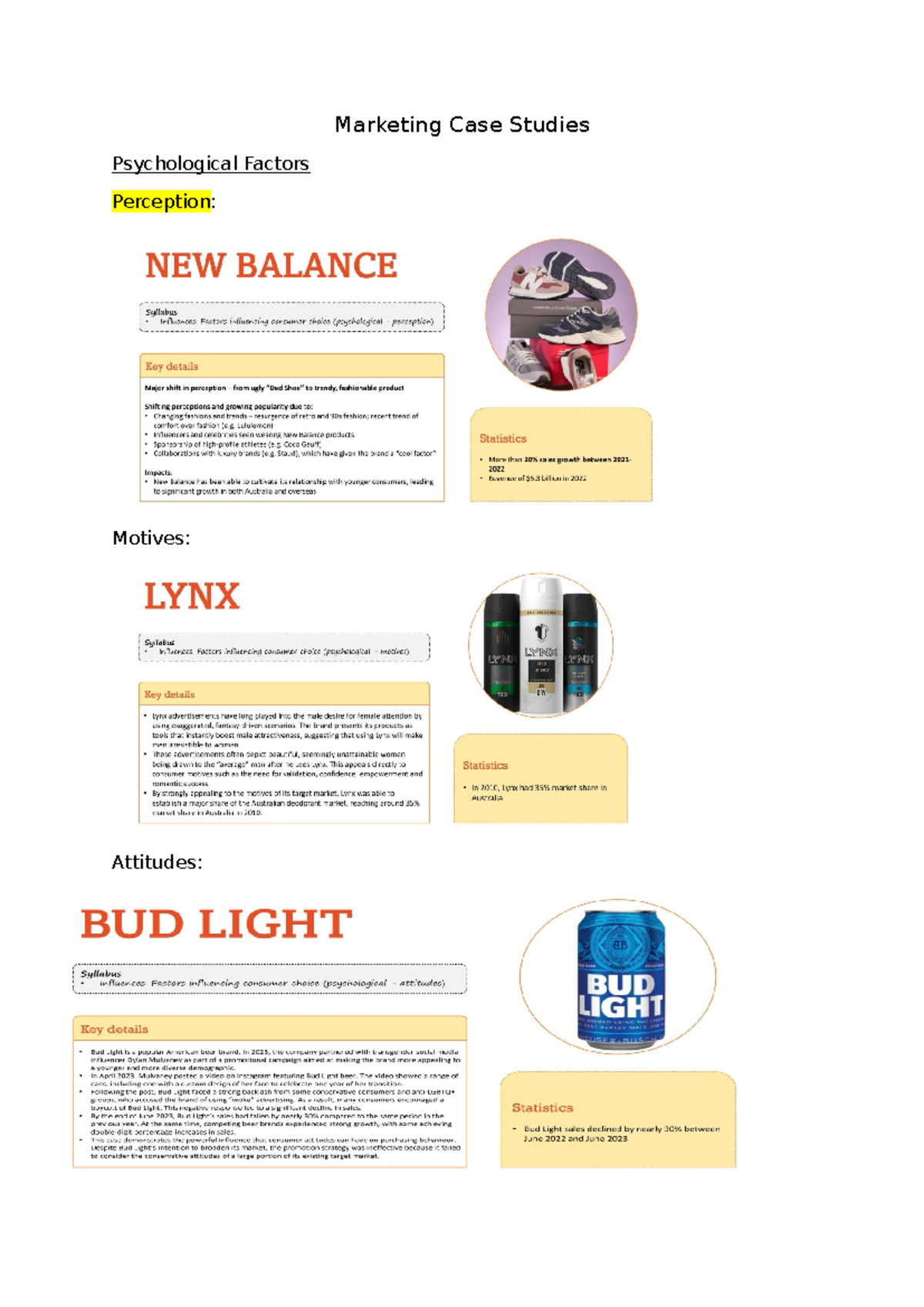 Marketing Case Studies - Marketing Case Studies Psychological Factors ...