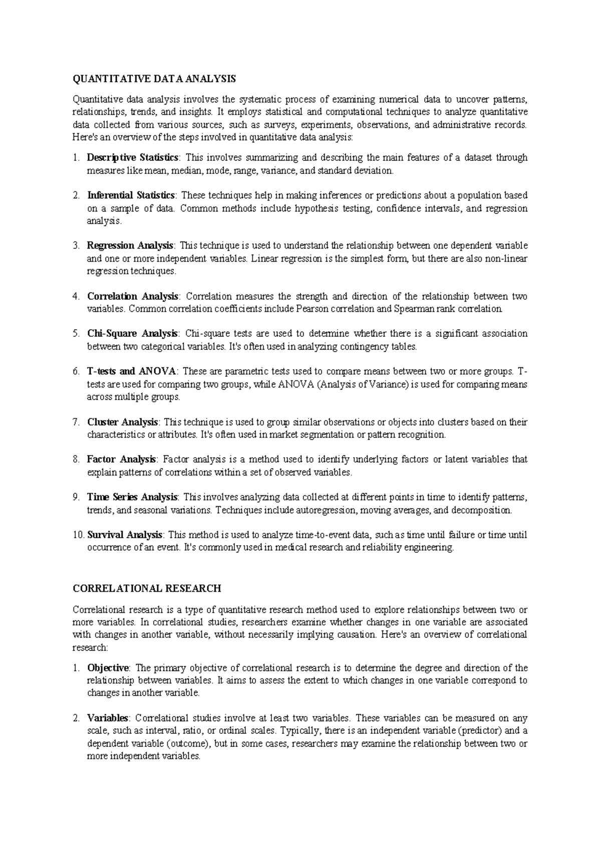 Quantitative DATA Analysis - QUANTITATIVE DATA ANALYSIS Quantitative ...