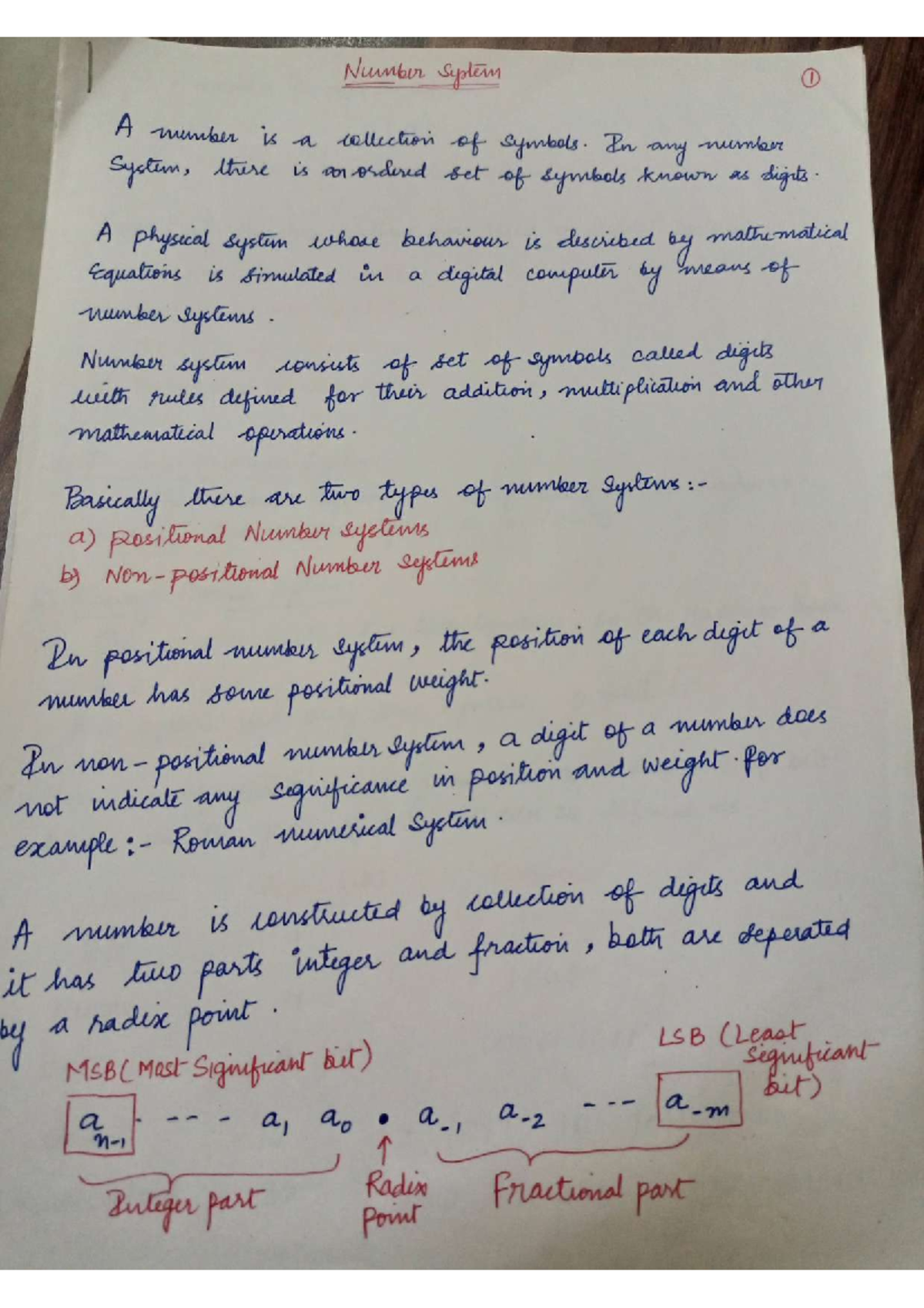 Number System - Fede Handwritten Notes on Positional Systems and ...