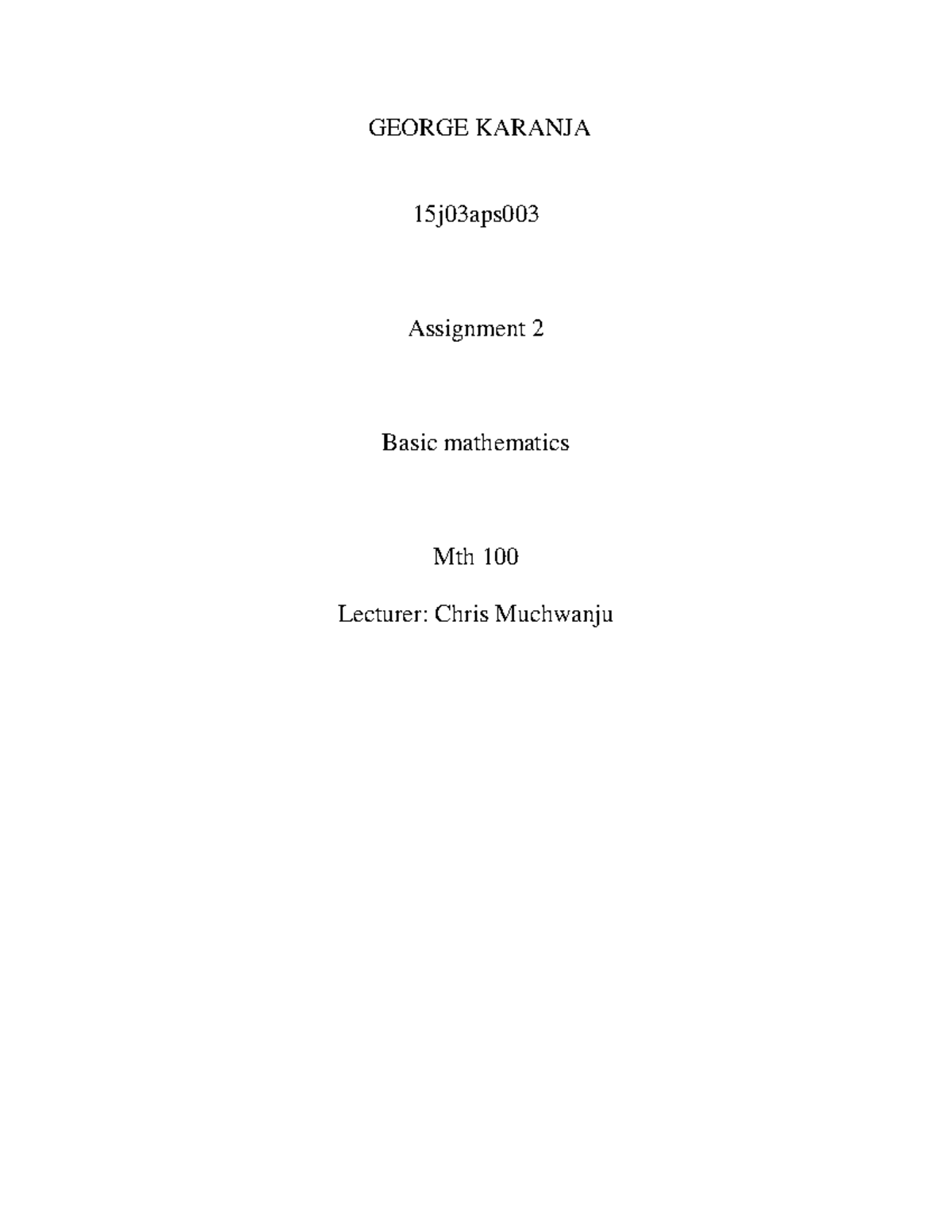 Mth 100 Assignment 2 Revision Notes - Basic Mathematics - Studocu