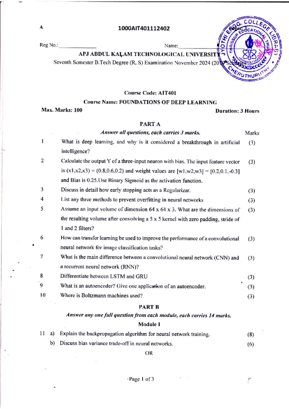 AIT401 Final Exam Notes: Foundations of Deep Learning - Studocu
