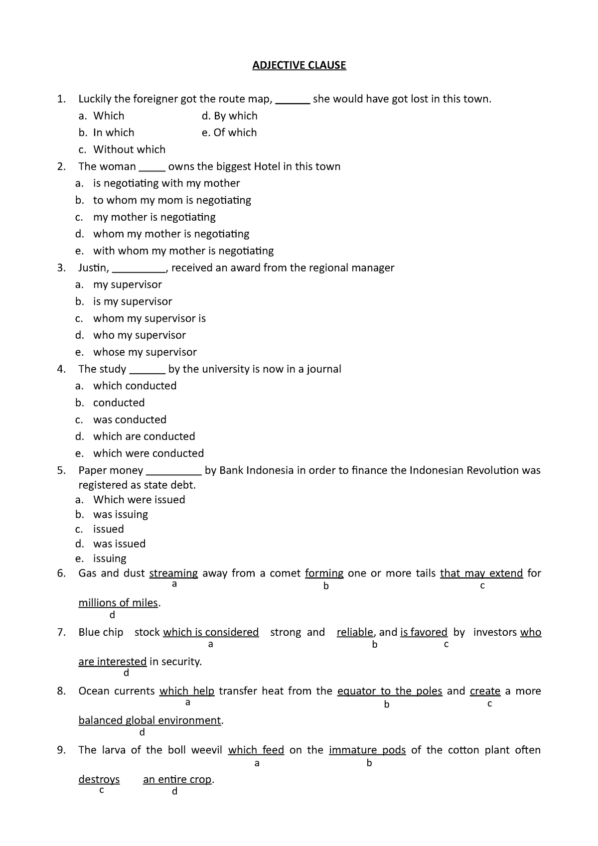 Adjective Clause - Latihan Soal - Adjective Clause Luckily The 