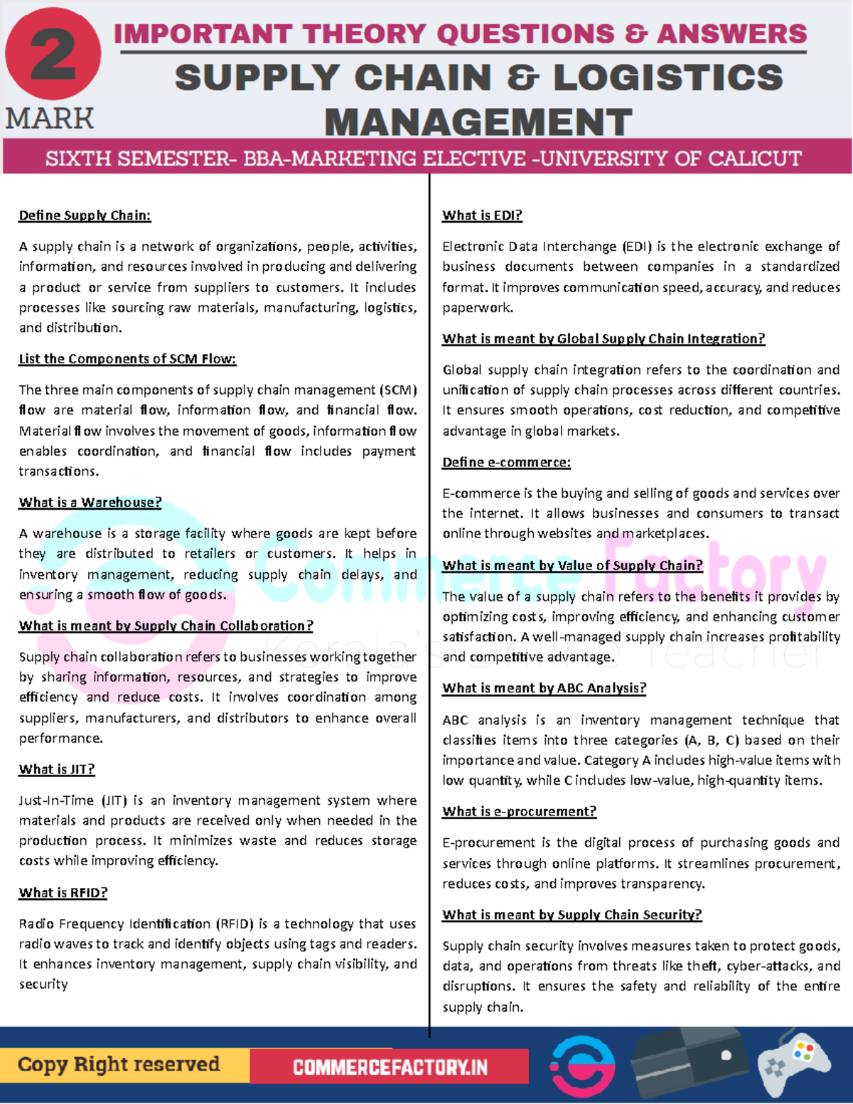 SCM 2 Marks - Key Concepts and Definitions in Supply Chain Management ...