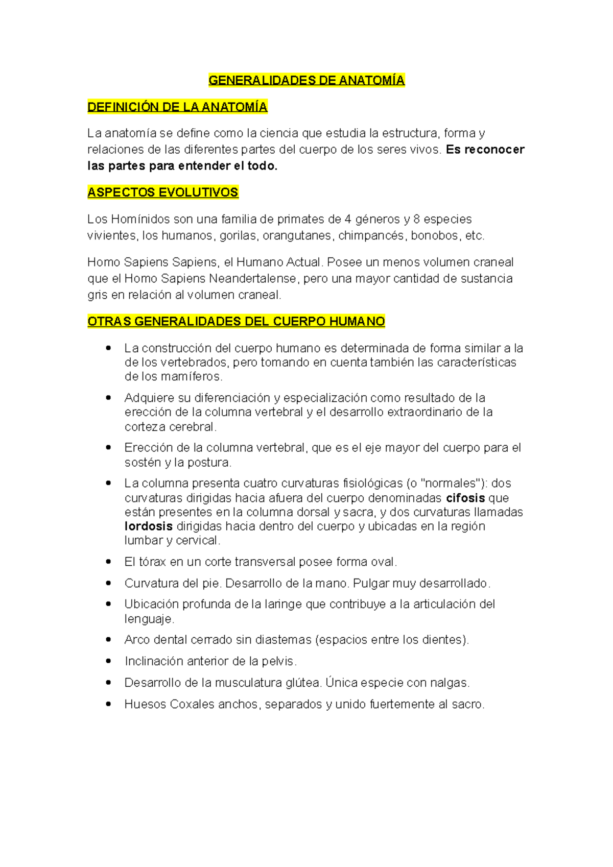 Generalidades de Anatomía: Definiciones y Clasificaciones (ANAT101) -  Studocu, image size:1200x1698