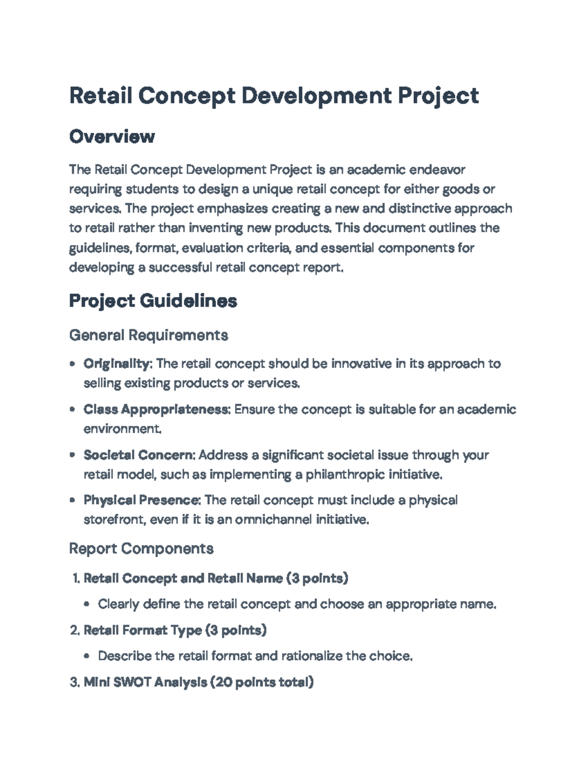 Retail Concept Development Project Guidelines and Evaluation Criteria ...