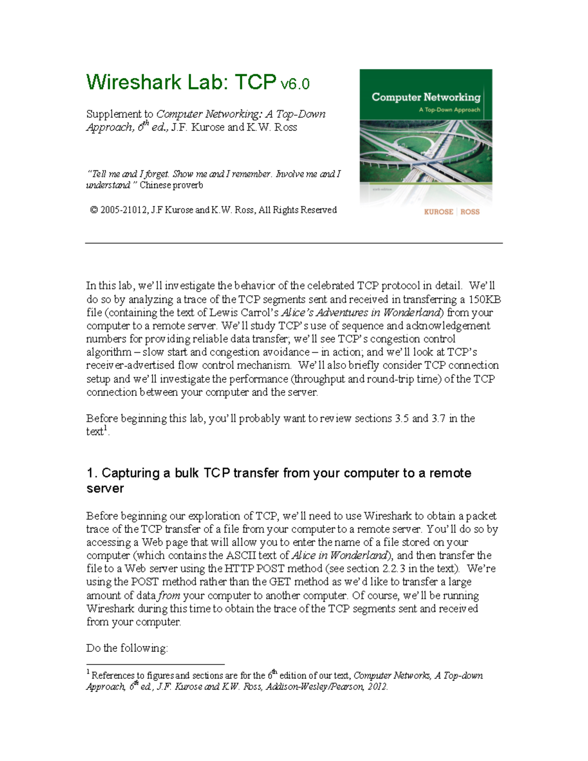 Wireshark TCP Protocol Analysis Lab: Understanding v6 Behavior - Studocu