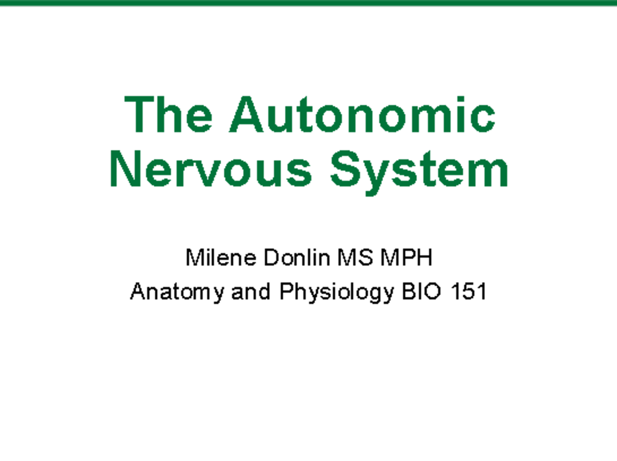 Chapter 14 - Overview of the Autonomic Nervous System (SP 22) - Studocu