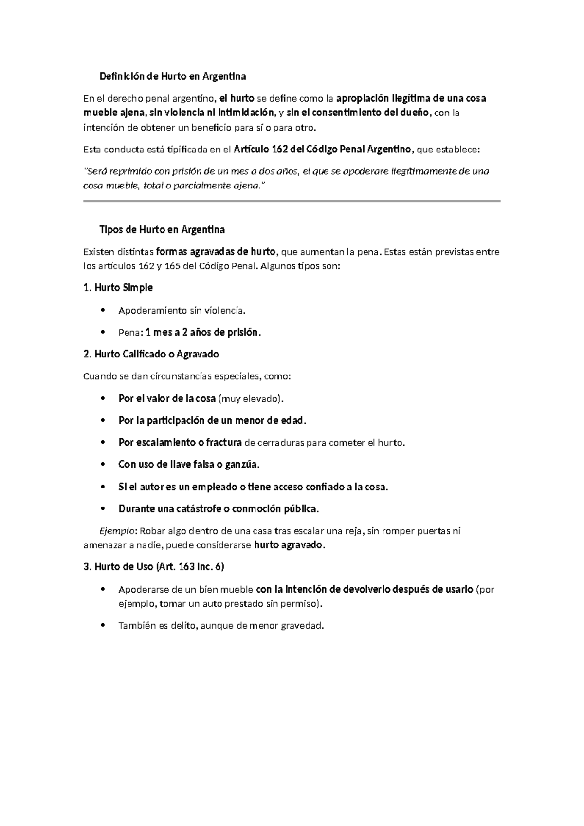 Definición y Tipos de Hurto en Argentina - Derecho Penal Argentino ...