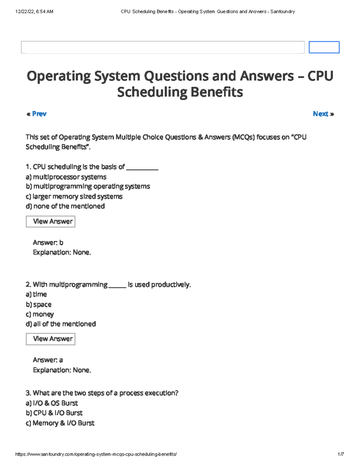 2CPU Scheduling Benefits - Operating System Questions and Answers ...