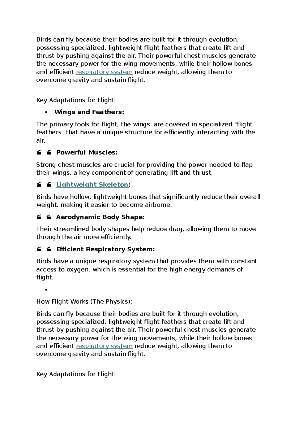 Birds and Flight: Key Adaptations for Aerodynamics (BIO 101) - Studocu