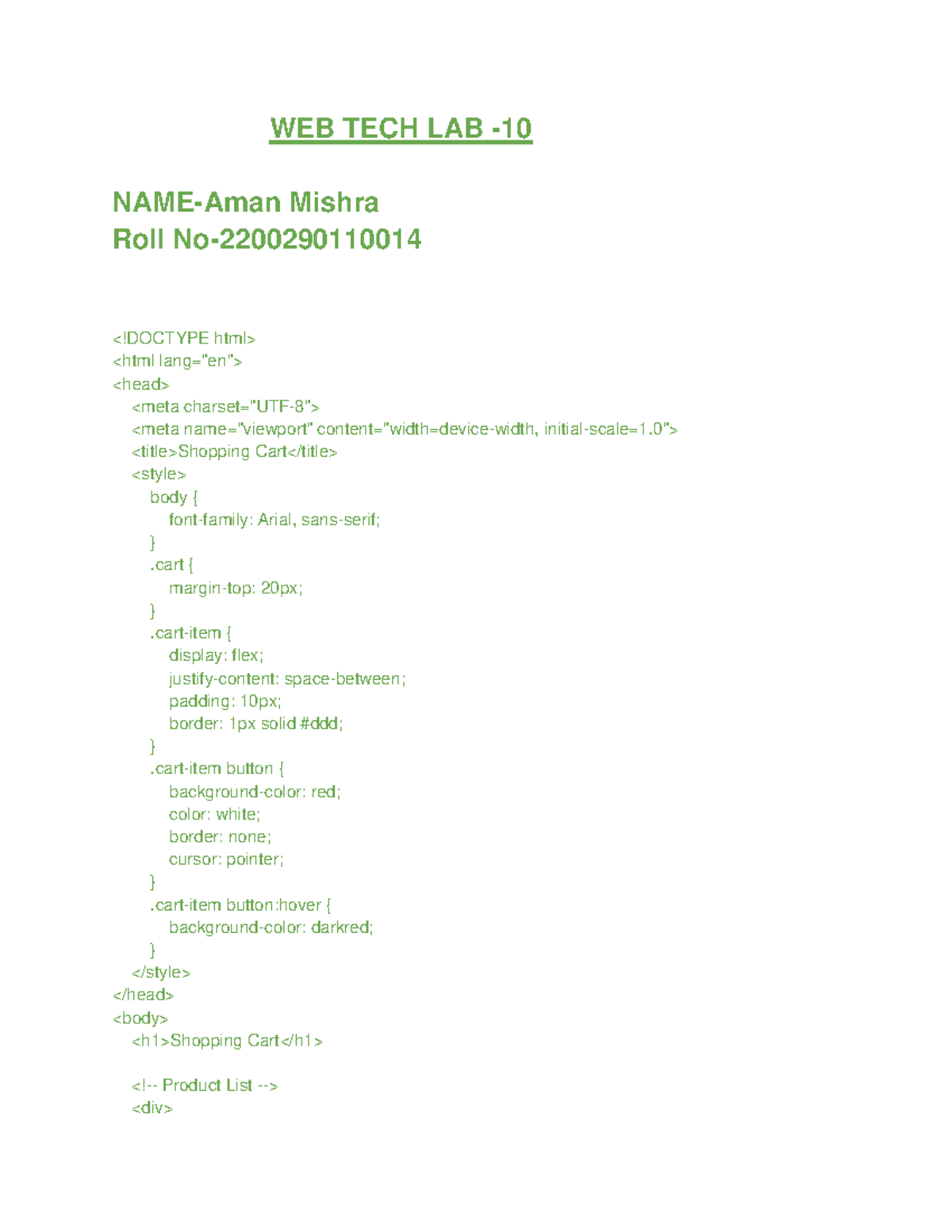 Wt 10 - sssss - WEB TECH LAB - 10 NAME-Aman Mishra Roll No ...