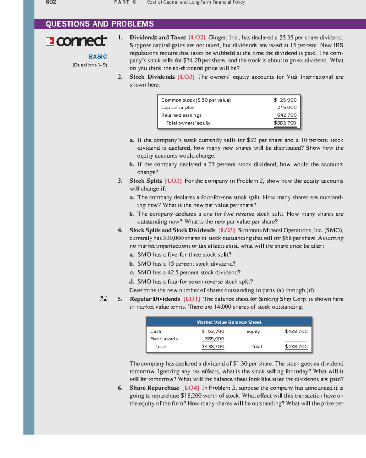 602 PART 6 Cost of Capital and Financial Policy: Dividend Policy ...