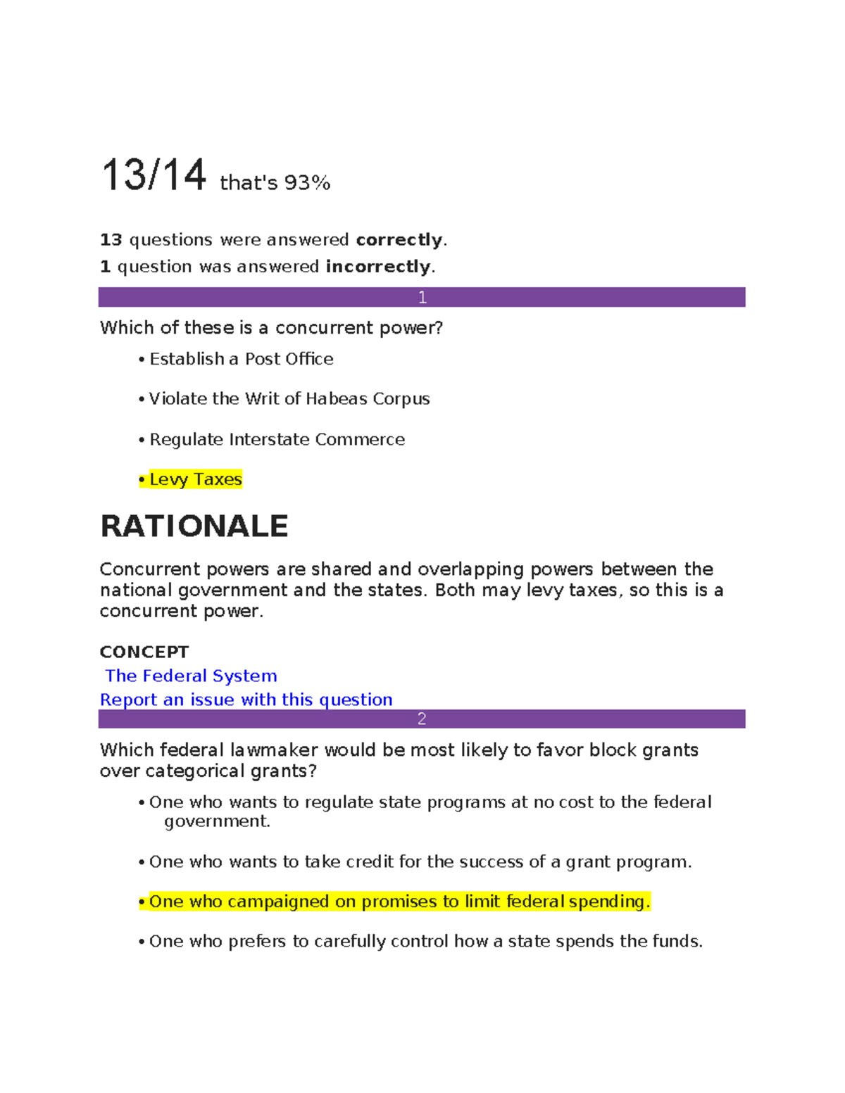 POL 101 Milestone 1 Quiz: Key Concepts in Federalism and Governance ...