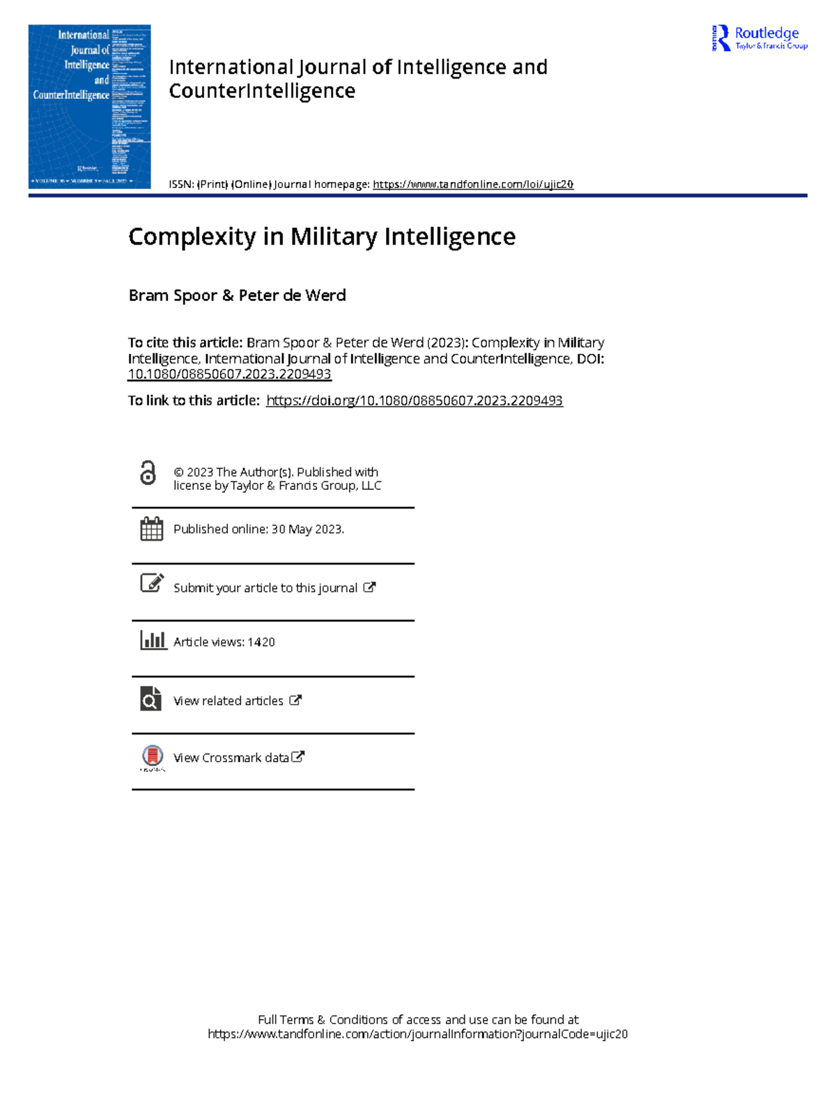 Complexity in Military Intelligence - Full Terms & Conditions of access ...
