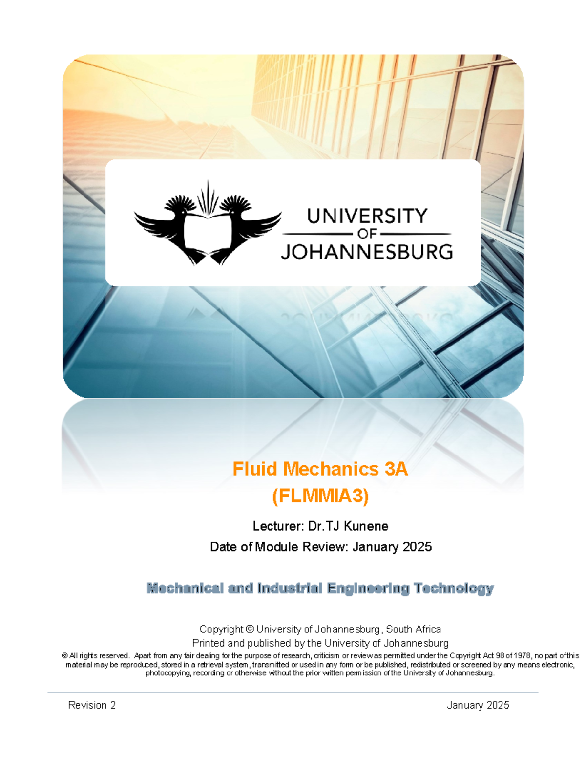 Learner Guide for Fluid Mechanics 3A (FLMMIA3) - Revision 3 - Studocu