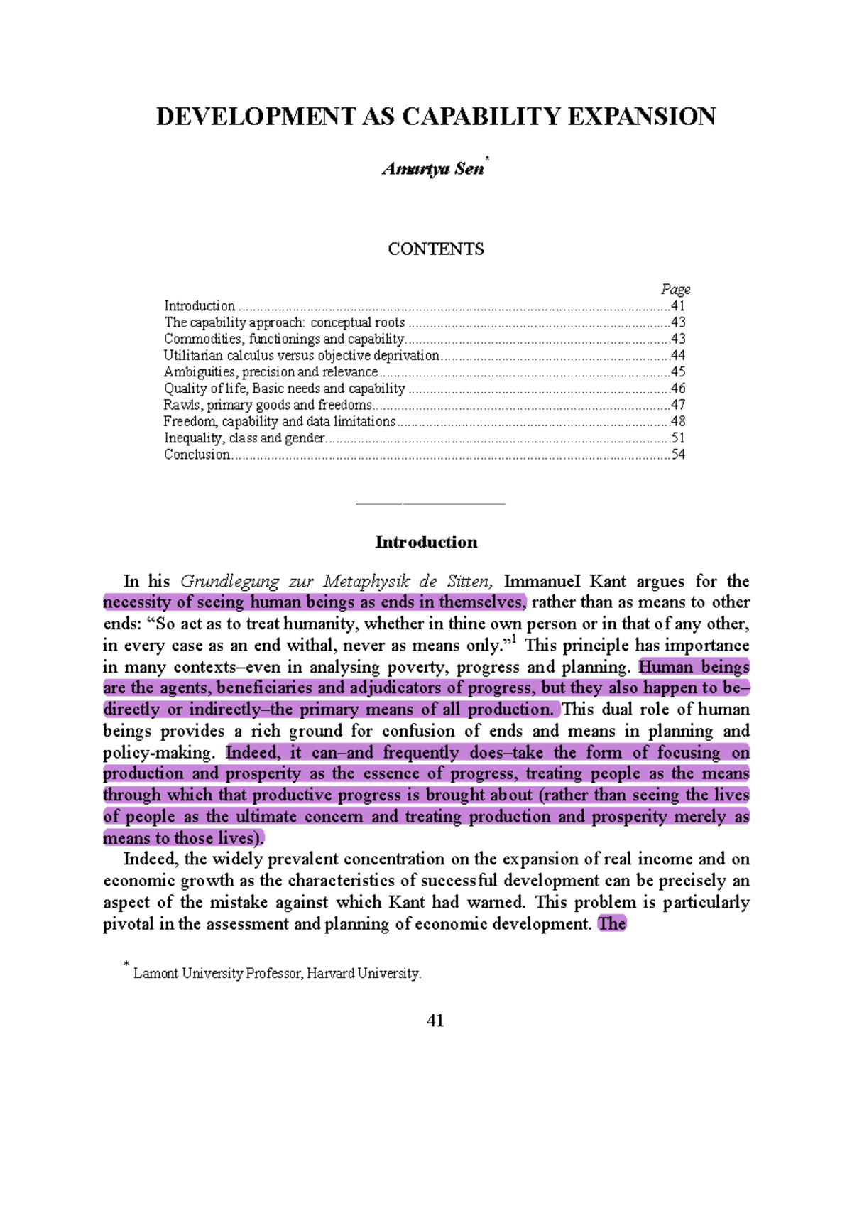DEVELOPMENT AS CAPABILITY EXPANSION: Insights from Amartya Sen - Studocu