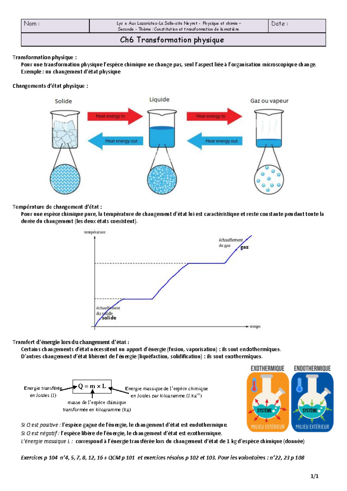 Ch 6 Transformation Physique Physique et Chimie Seconde v2025 Studocu — free download