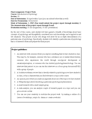 Promit Dey Sarker Arjan ID 24141134 Section 01 Assignment 01 PSY101 ...