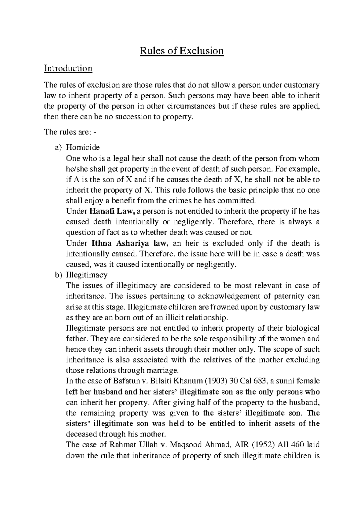 Inheritance Law: Exclusion Rules Explained (Part 2) - Studocu