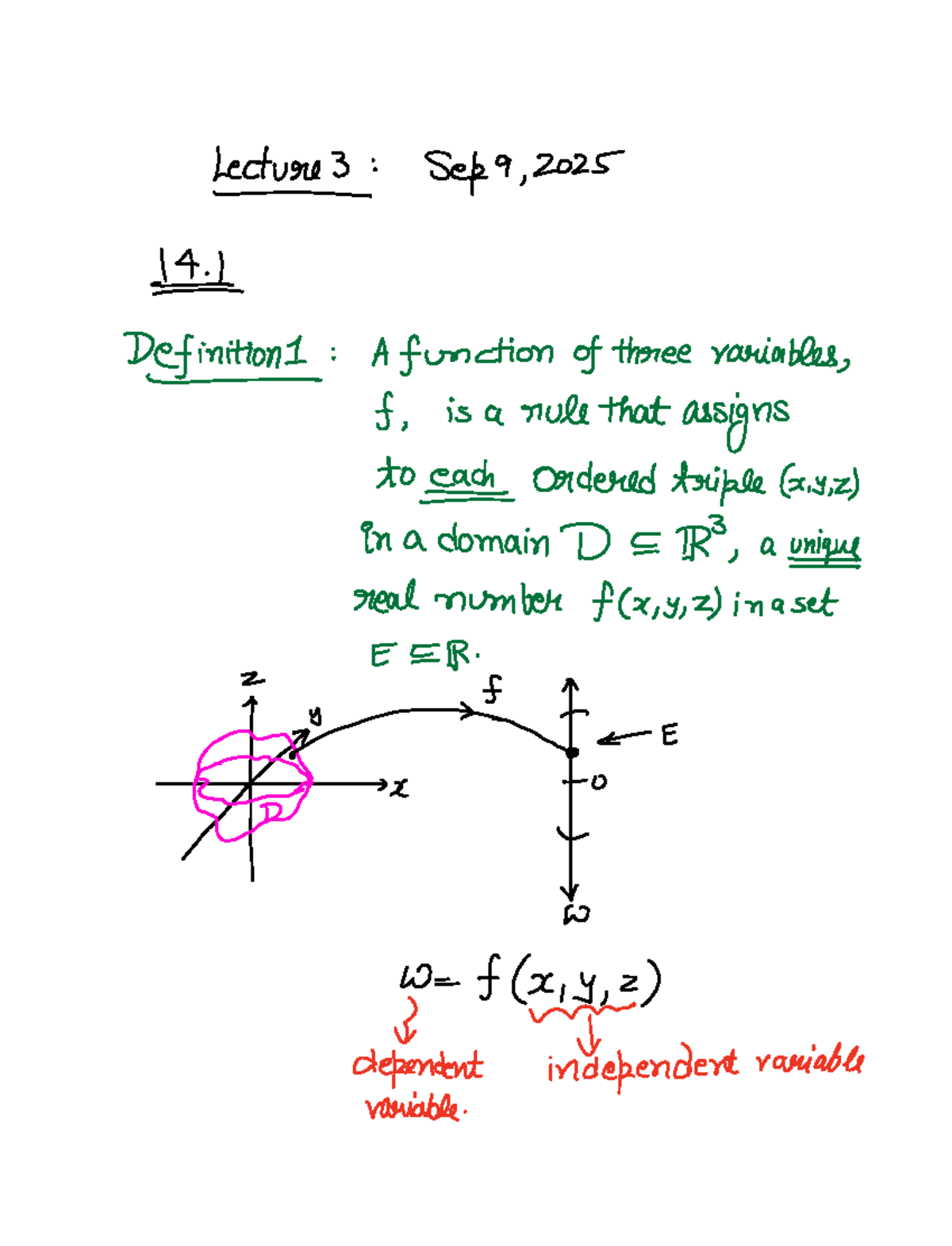 Lecture 3: Sep 9, 2025 - Functions of Three Variables and Limits - Studocu