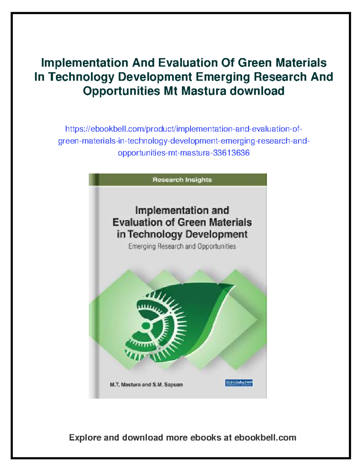 Implementation & Evaluation of Green Materials in Tech Dev - Studocu
