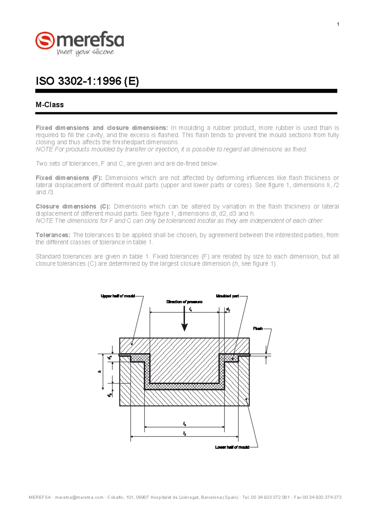 ISO 3302-1: Fixed & Closure Dimensions in Rubber Moulding - Studocu