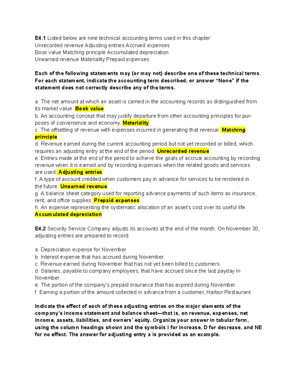 Module 3 - Textbook Exercises on Technical Accounting Terms - Studocu
