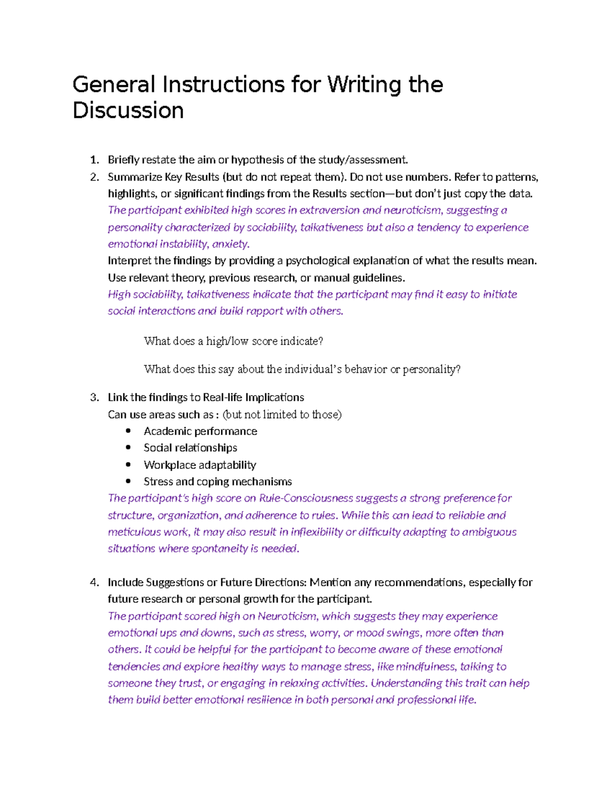 NEO FFI Discussion Writing Guidelines: Key Findings & Implications ...