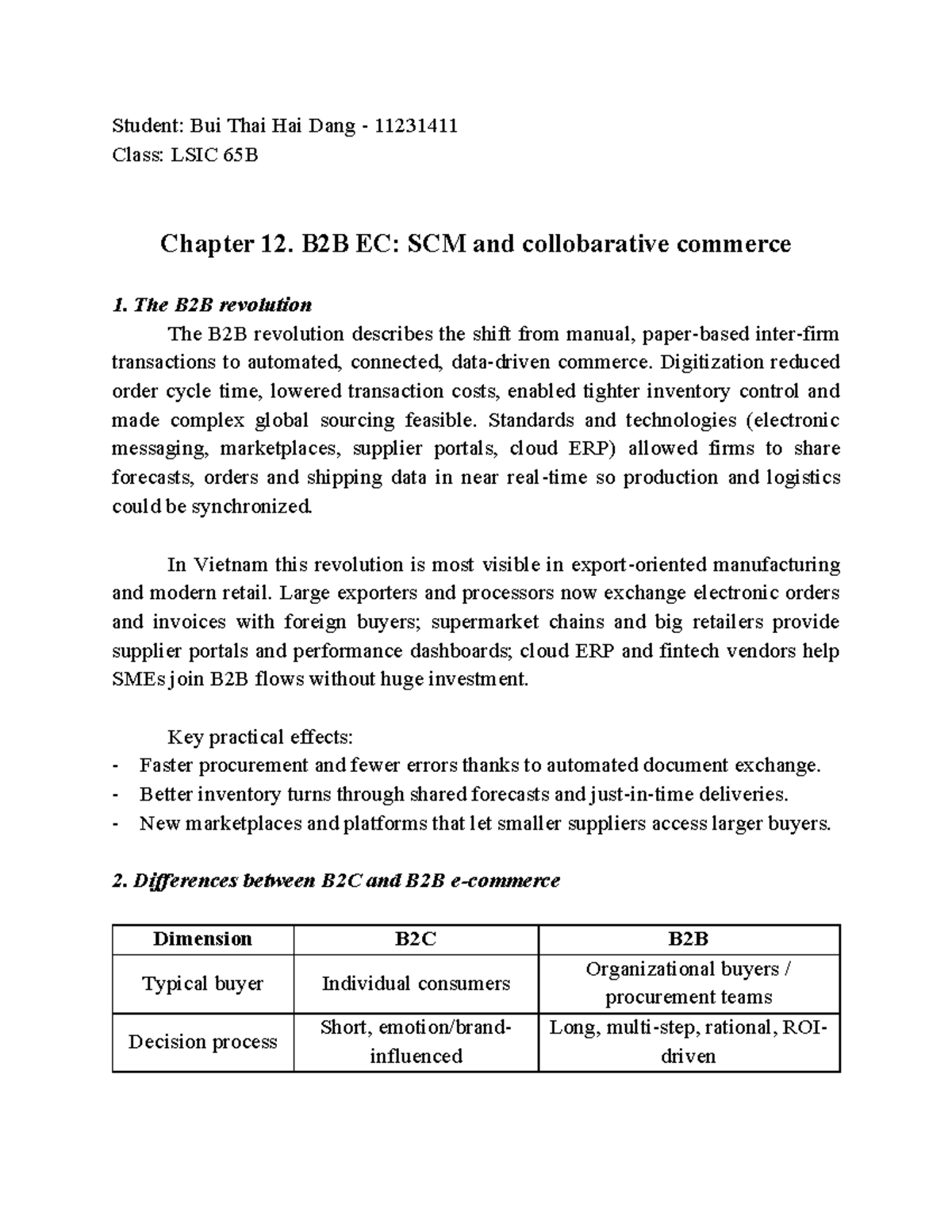 LSIC 65B Chapter 12: B2B EC, SCM & Collaborative Commerce Insights ...