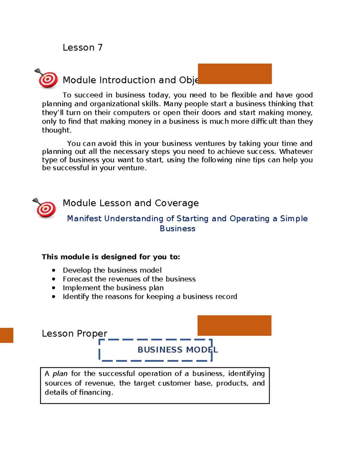 Starting and Operating a Simple Business - Lesson 7 Overview - Studocu