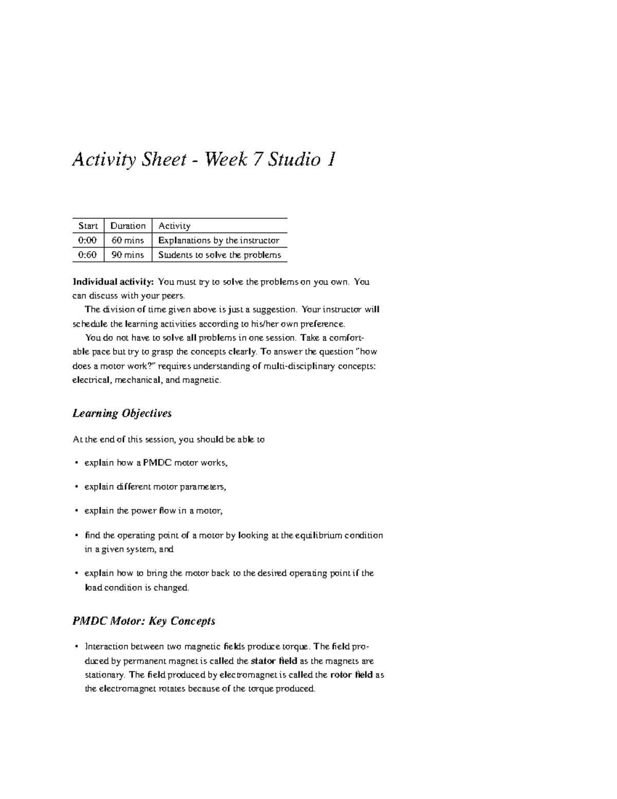 EE2111A Wk7S1 Activity Sheet - Activity Sheet - Week 7 Studio 1 Start ...