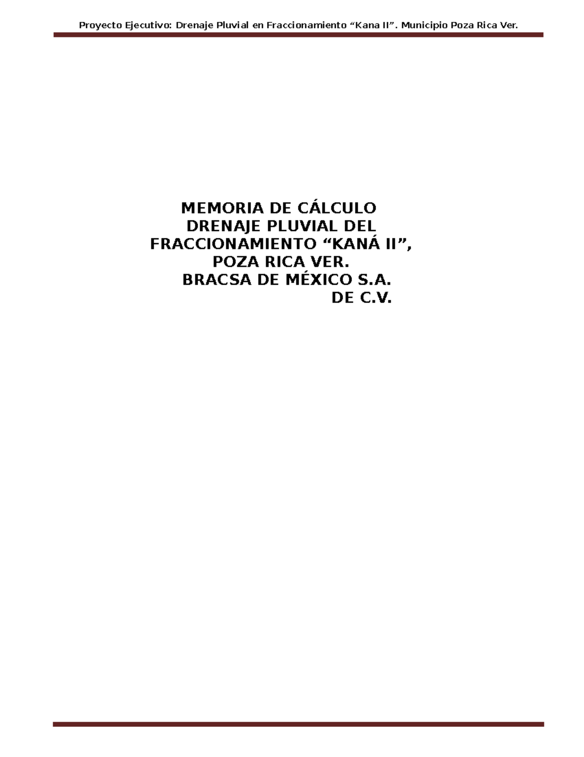 5.- Memoria de Cálculo Pluvial KANA II - Proyecto Poza Rica - Document Preview