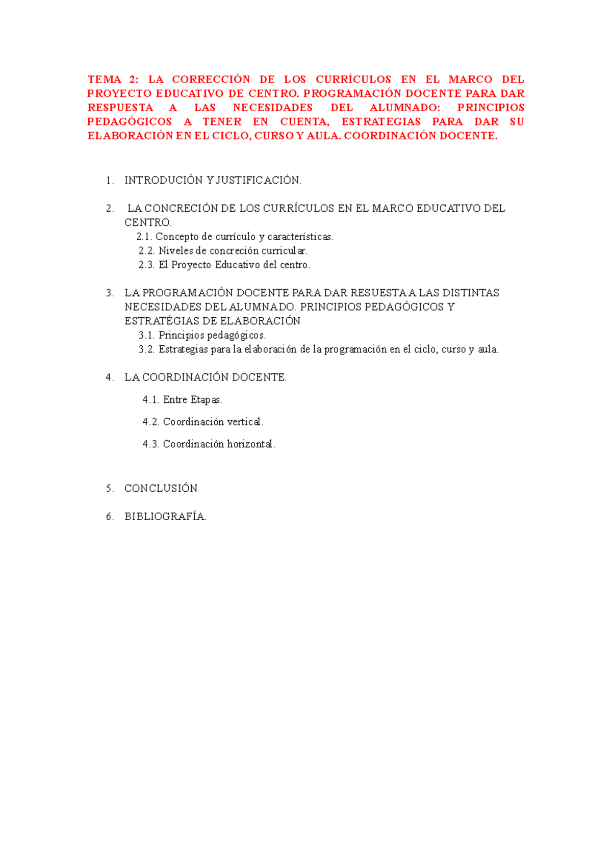 TEMA 2 - tema 2 sobre la concreción curricular en la etapa de educación ...