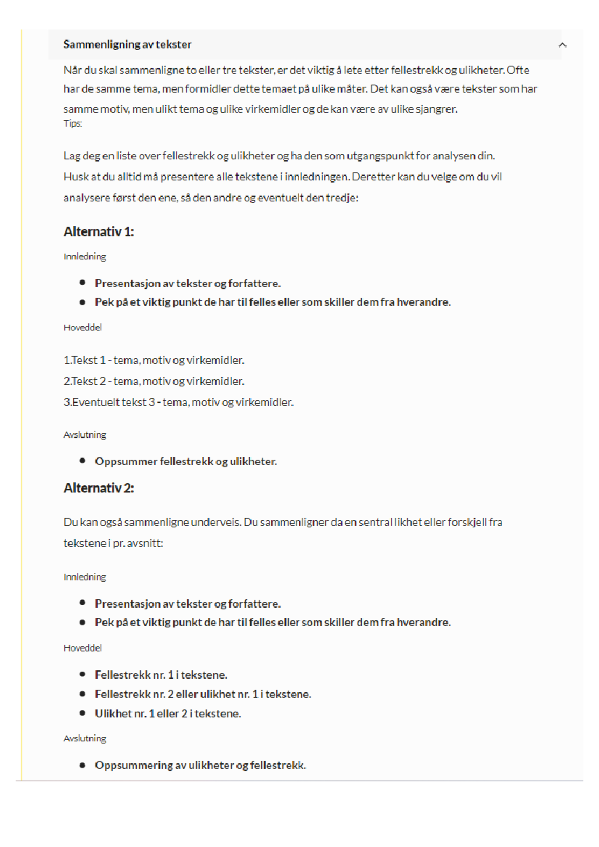 Sammenligning av tekster: Metoder og tips for analyse - Studocu