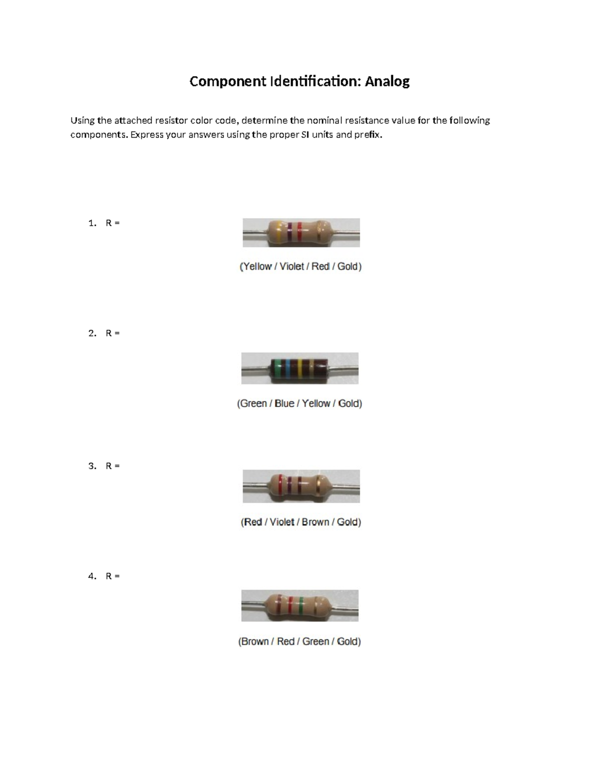 Component Identification - i T - Component Identification: Analog Using ...