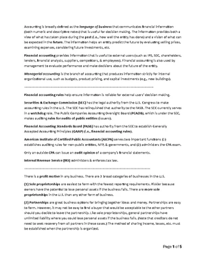 Accounting - Study Notes & Assignments - Studocu