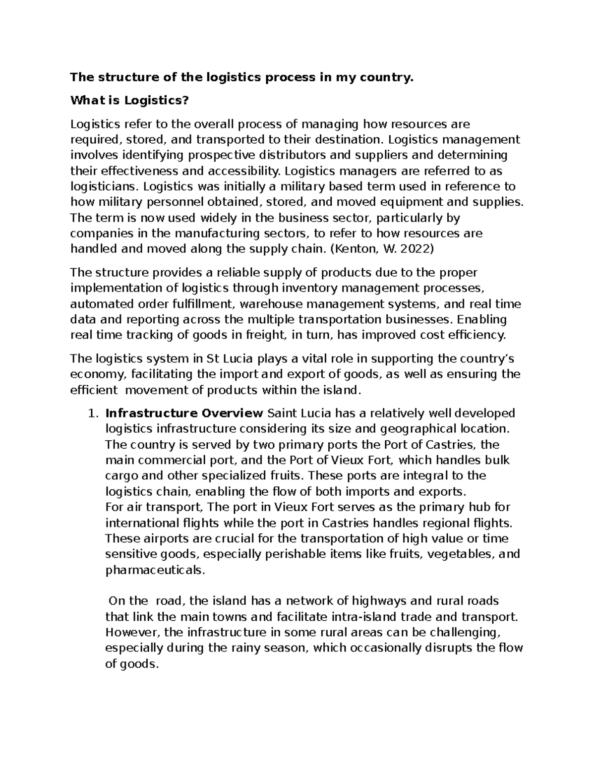 Document (2) - please review - The structure of the logistics process ...